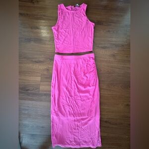 Amazon Pretty Garden Hot Pink Skirt & High Neck Top Set